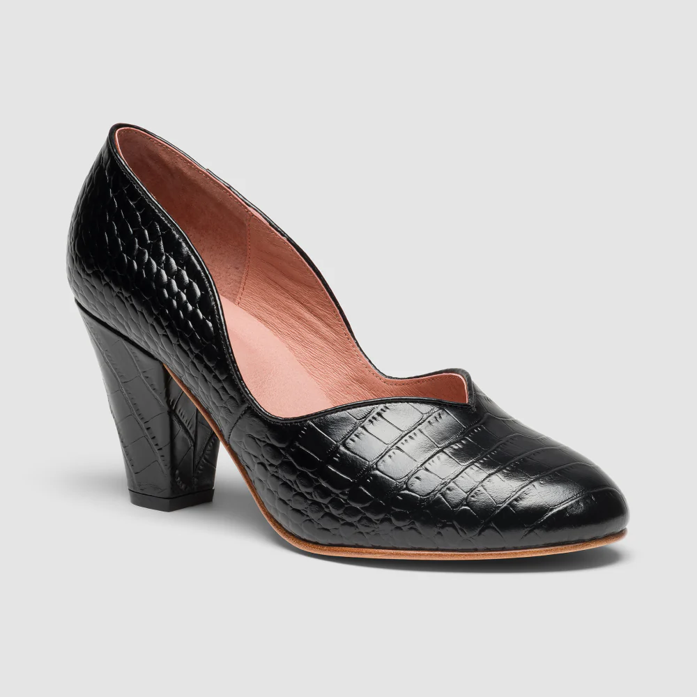 Marilyn Vintage Pumps (Mock Croc Black) - Image 6