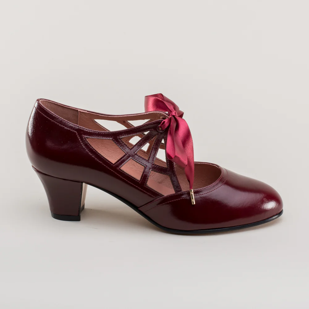 Parker Vintage Spiderweb Pumps (Merlot) - Image 6