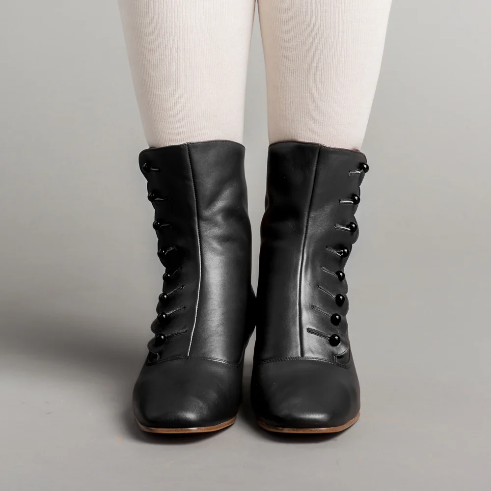 Renoir Victorian Button Boots (Black) - Image 3