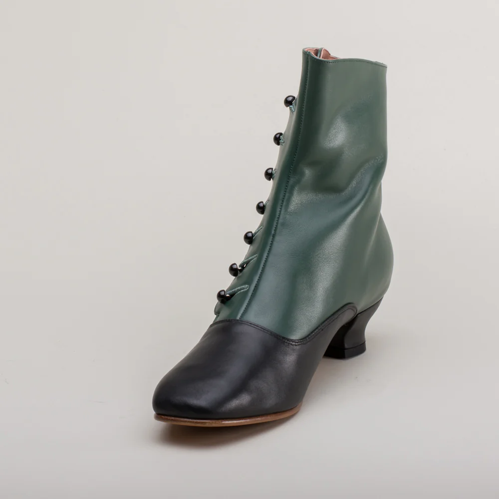 Renoir Victorian Button Boots (Green/Black) - Image 11