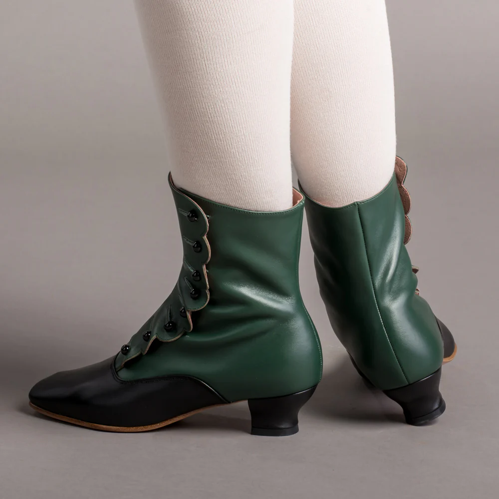 Renoir Victorian Button Boots (Green/Black) - Image 3