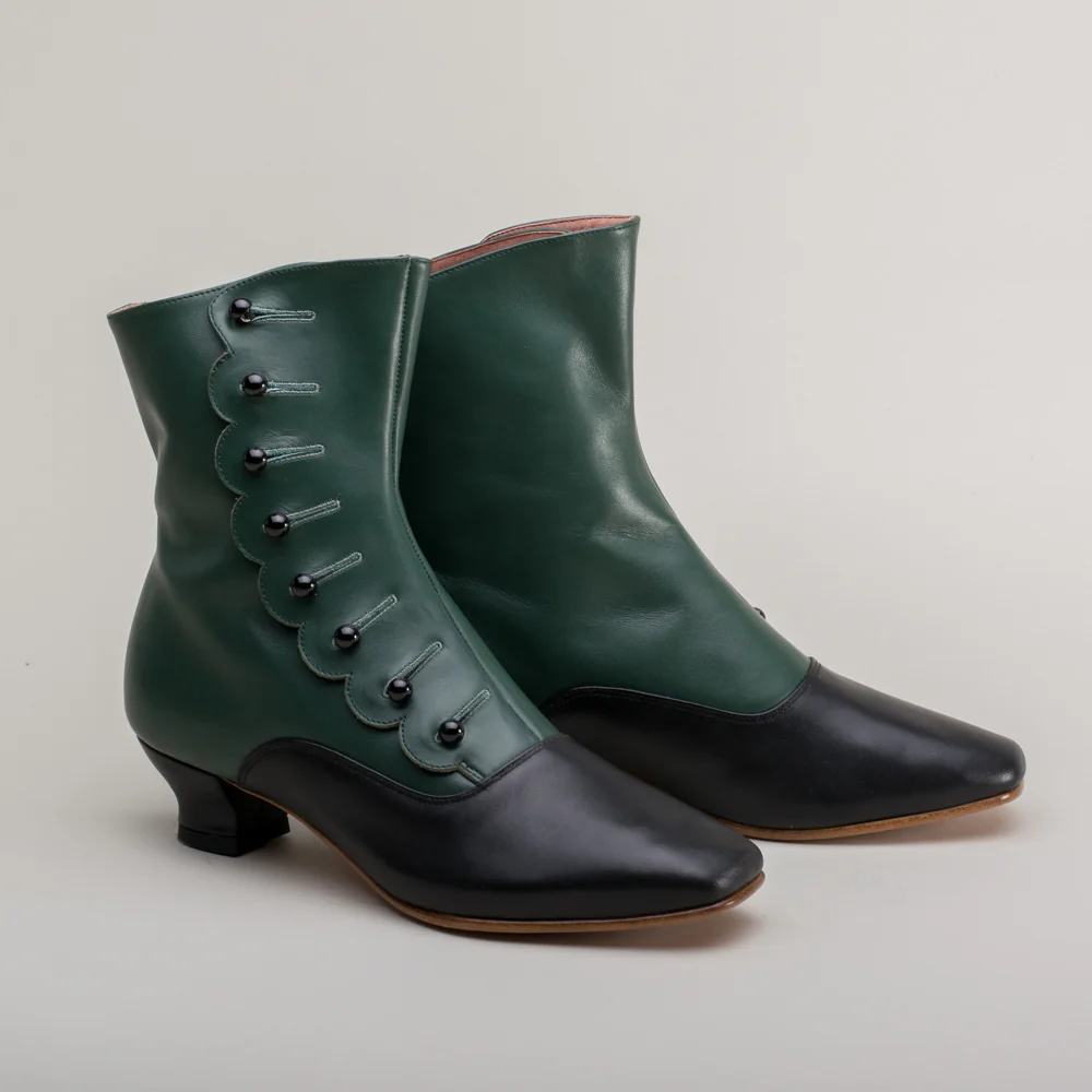 Renoir Victorian Button Boots (Green/Black) - Image 4
