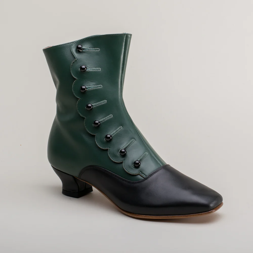 Renoir Victorian Button Boots (Green/Black) - Image 5