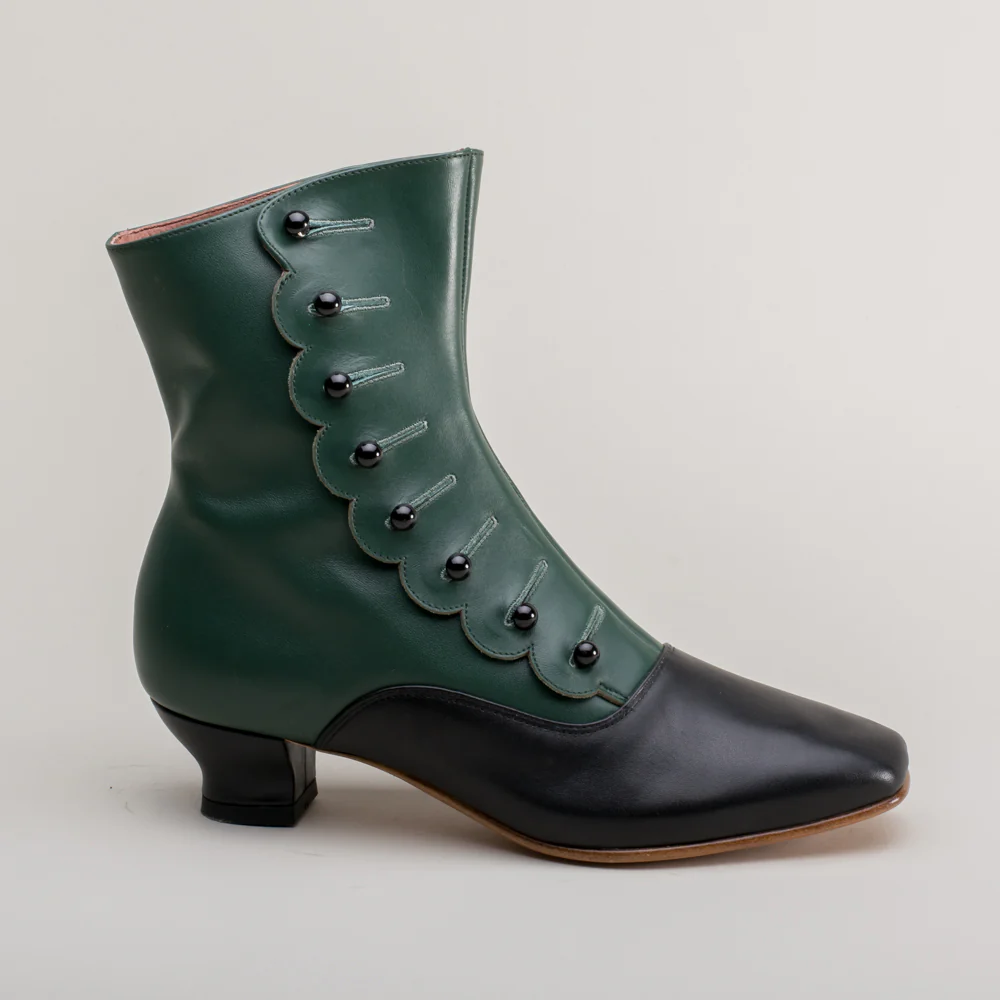 Renoir Victorian Button Boots (Green/Black) - Image 6