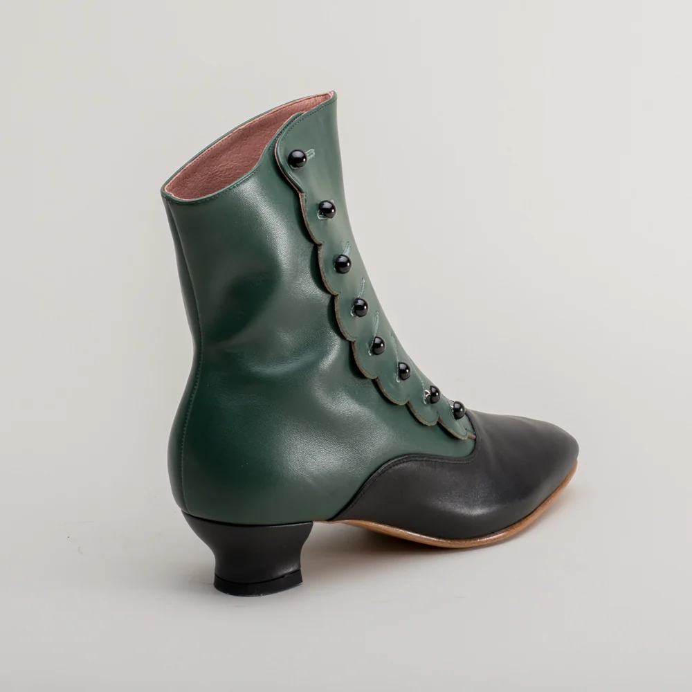 Renoir Victorian Button Boots (Green/Black) - Image 7
