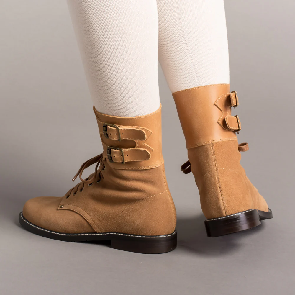 Rosie Vintage Double-Buckle Boots (Tan) - Image 3
