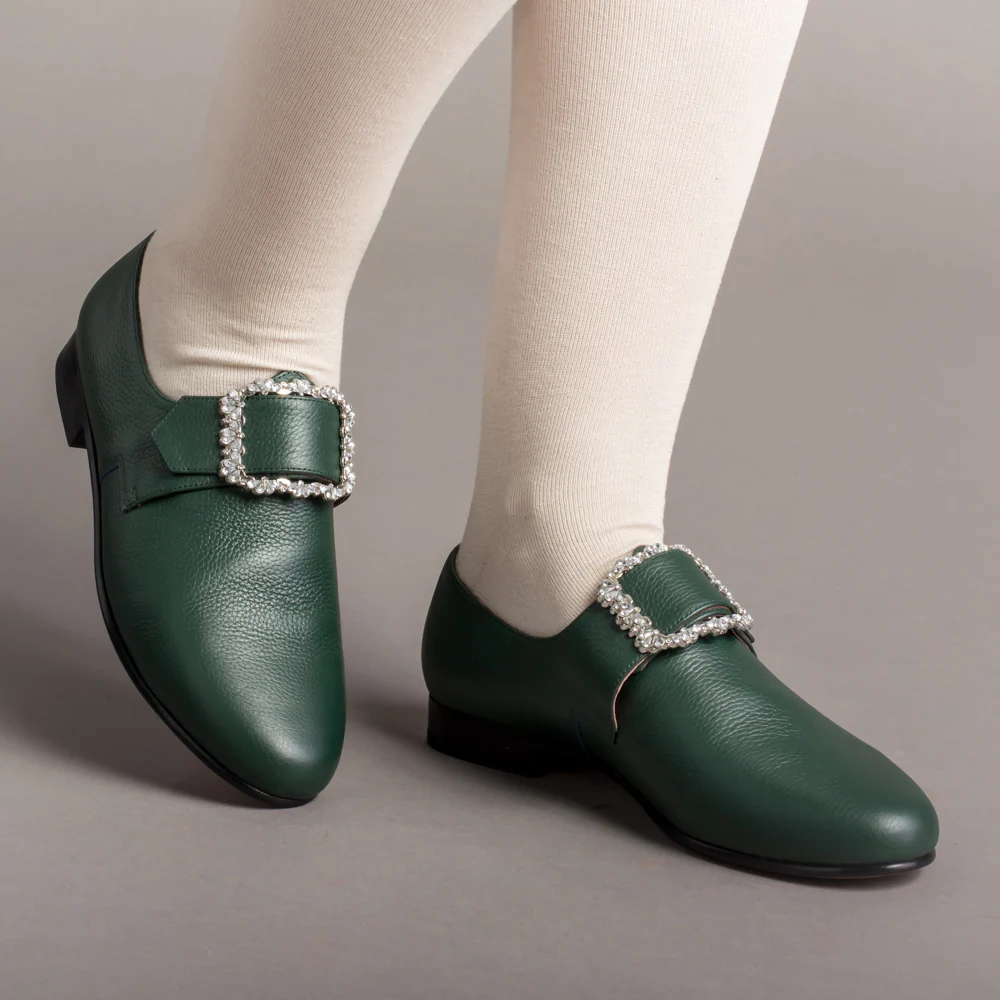 Schuyler 18th Century Shoes (Green) - Image 2