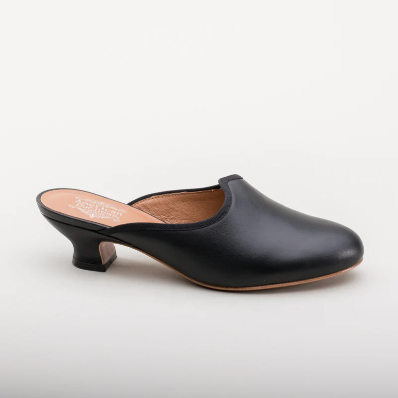 Sophie 18th Century Leather Mules (Black) - Image 7