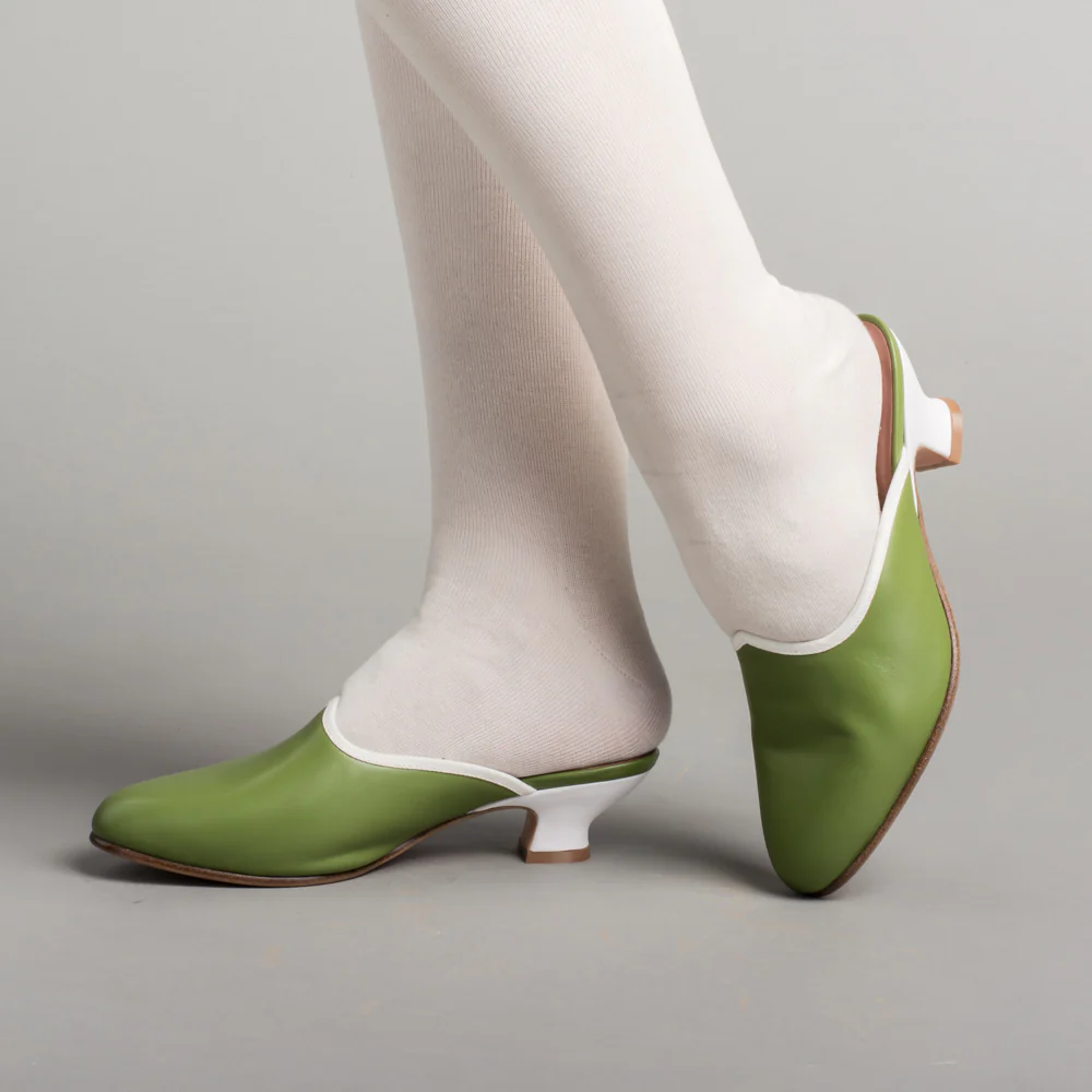 Sophie 18th Century Leather Mules (Green) - Image 2