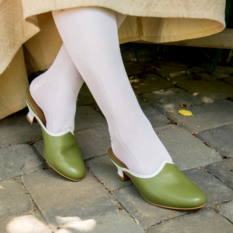 Sophie 18th Century Leather Mules (Green) - Image 3